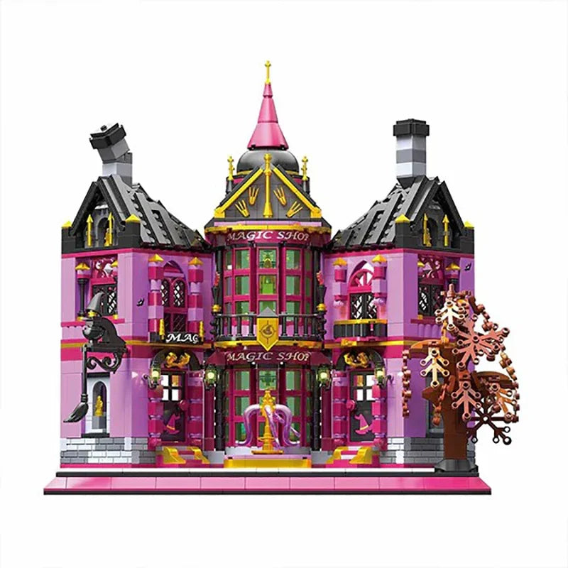 Mini Bricks1366PCS Creative Expert Magic Shop Building Blocks Assembly Model Lighting Street View Castle DIY Toy Christmas Gift
