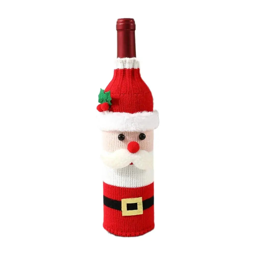 Christmas Sweater Wine Bottle Cover Set Santa Snowman Knitted Wine Bottle Bag Christmas Party Dinner Table Decoration