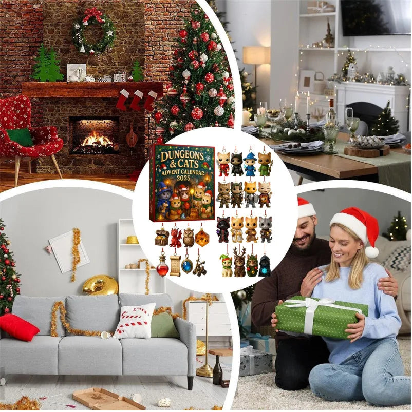 2025 Dungeons & Cats Advent Calendar Doll Christmas Atmosphere Decorative Gifts New Year 24 Days Countdown Surprise Blind Box