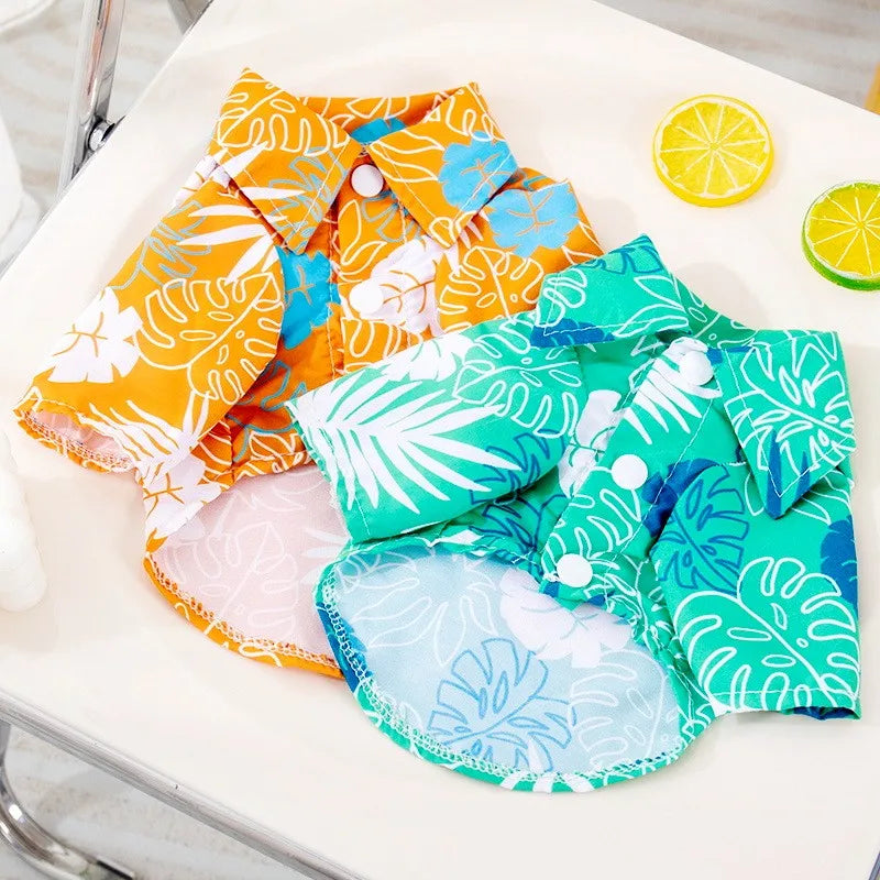 Summer Dog Clothes Hawaiian Style Pet Beach Dog Shirts Fashion Puppy Vest Coconut Print Cat Shirt Chihuahua Yorkies Pet Clothes