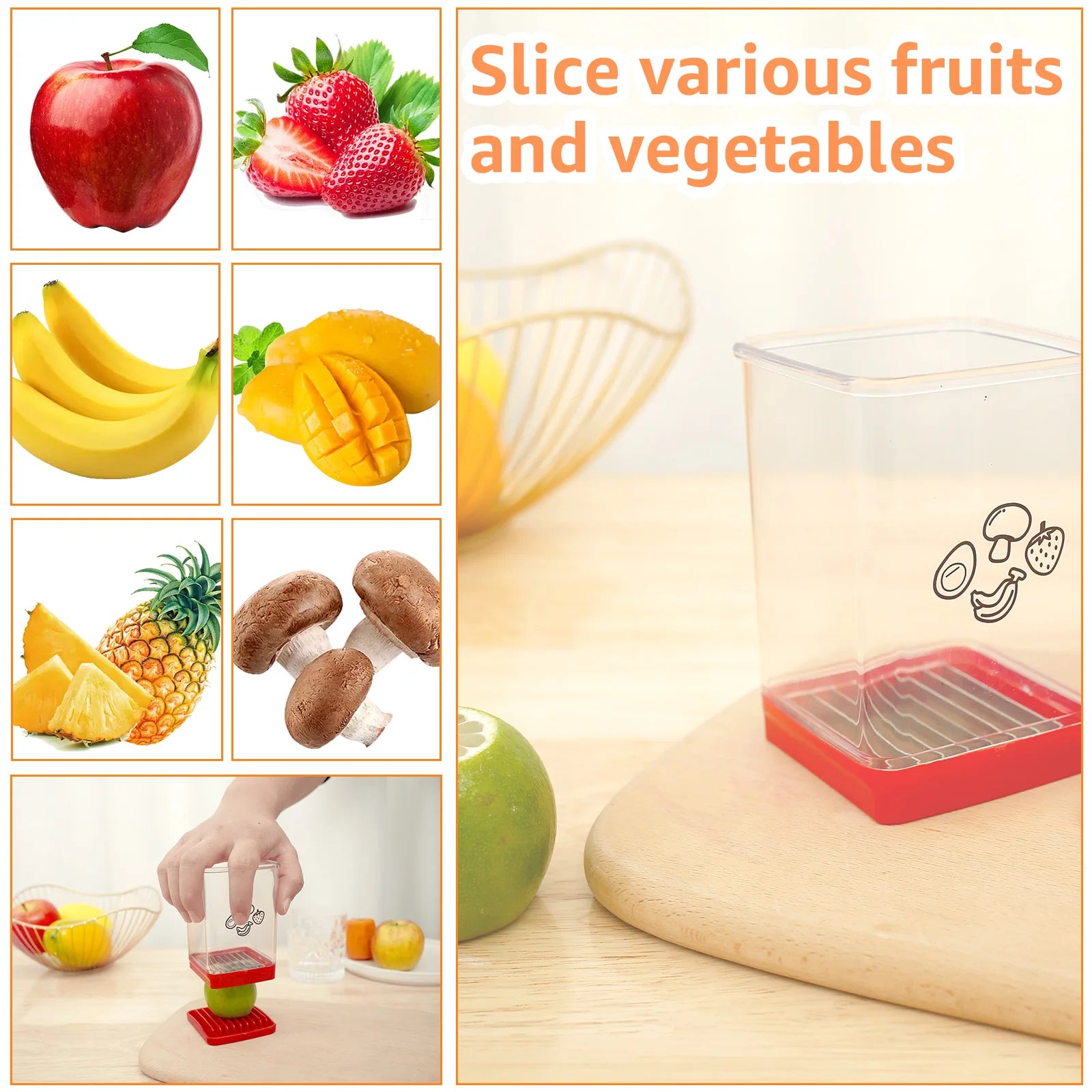 New Fruit Vegetable Speed Slicer with Push Plate Manual Cup Cutter
