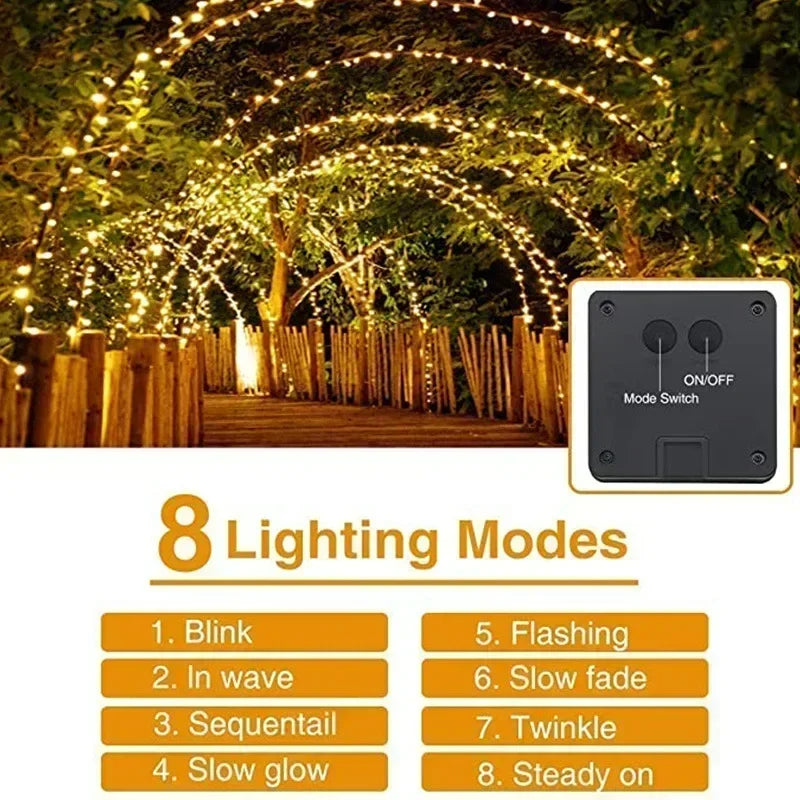 1 Set of Solar Light String OutdoOr Waterproof 8-mode Copper Wire, Fairy Tale Light, Christmas Light, Used for Outdoor Garden