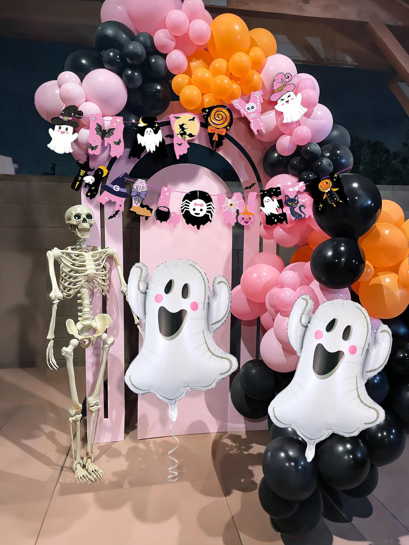 3pcs Halloween pink theme set, suitable for Halloween party supplies, ghost party, home decoration Halloween supplies