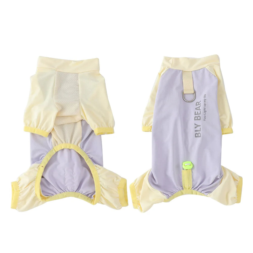 Dog Mesh Clothes Summer  Sun Protection Shirt UV 50+ Cooling outdoor wear for Beach Hiking Puppy Jumpsuit  Hoodie Pajamas