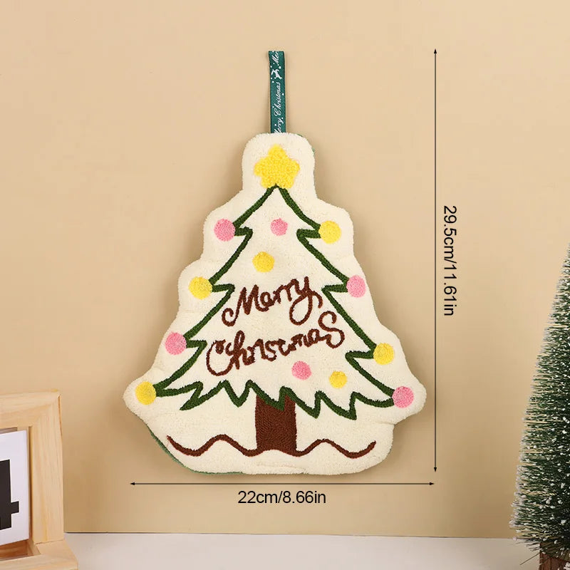 Christmas Hand Towel Cartoon Gingerbread Man Snowman Coral Fleece Towel Christmas Home Kitchen Bathroom Decoration Xmas Gifts