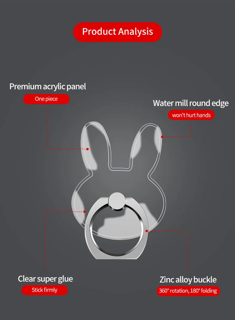 Finger Ring Mobile Phone Smartphone Stand Holder For iPhone X Samsung cell Smart  transparent Phone Ring holder Car Mount Stand