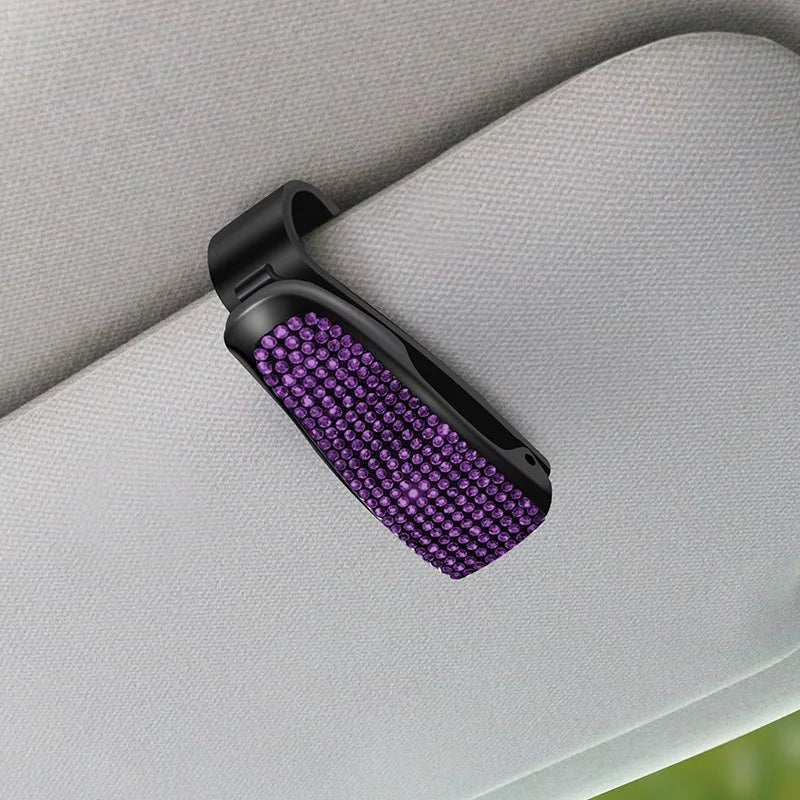 Sunglasses Clip Car Sunshades Sun Visor Rhinestone Portable Universal Myopia Glasses Bracket Card Holder Decoration Accessories
