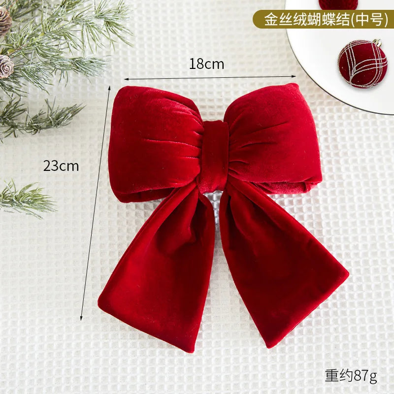14-37CM Big Red Bow Christmas Decoration Hanging Christmas Tree Pendant for Home Decor New Year Party Supplies Gifts Ornament