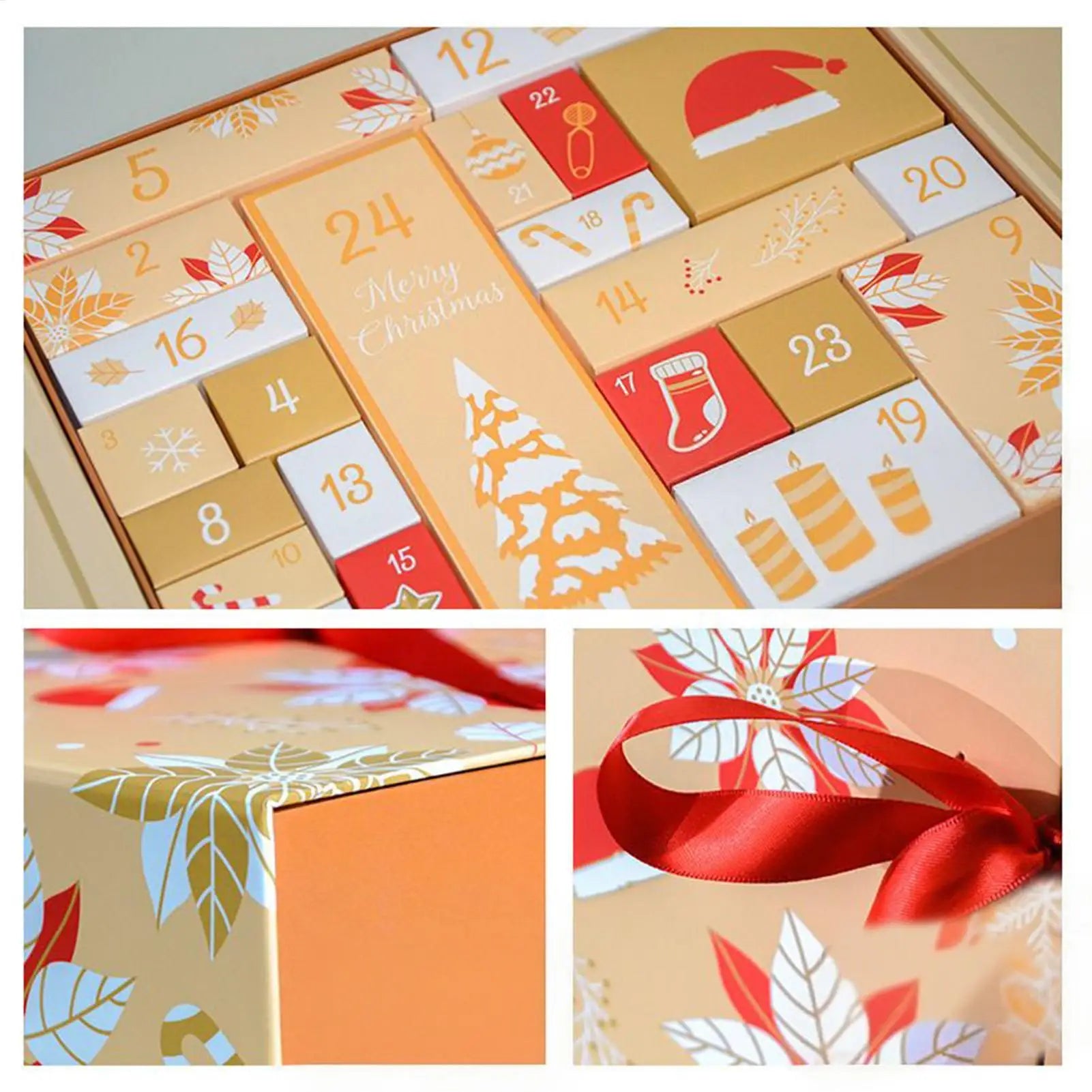 2025 Empty Advent Calendar Box 24 Days DIY Christmas Countdown Calendar Box Fillable Holiday Case for Candy Jewelry Small Gifts