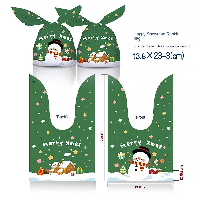 50PCS Santa Claus Snowman Candy Bags Christmas Plastic Gift Bag Merry Christmas Decorations Noel Gifts New Year