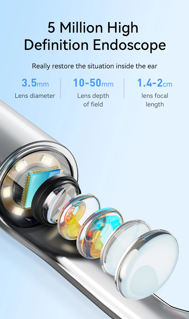 Ear Cleaner High Precision Ear Wax Removal Tool with Camera with LED Light Wireless Cleaner Smart Ear Cleaning Kit Health Care