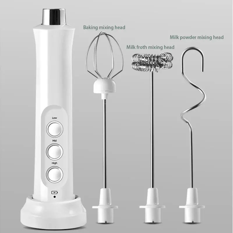 3 In 1 Portable Electric Milk Frother Foam Maker Handheld Rechargeable