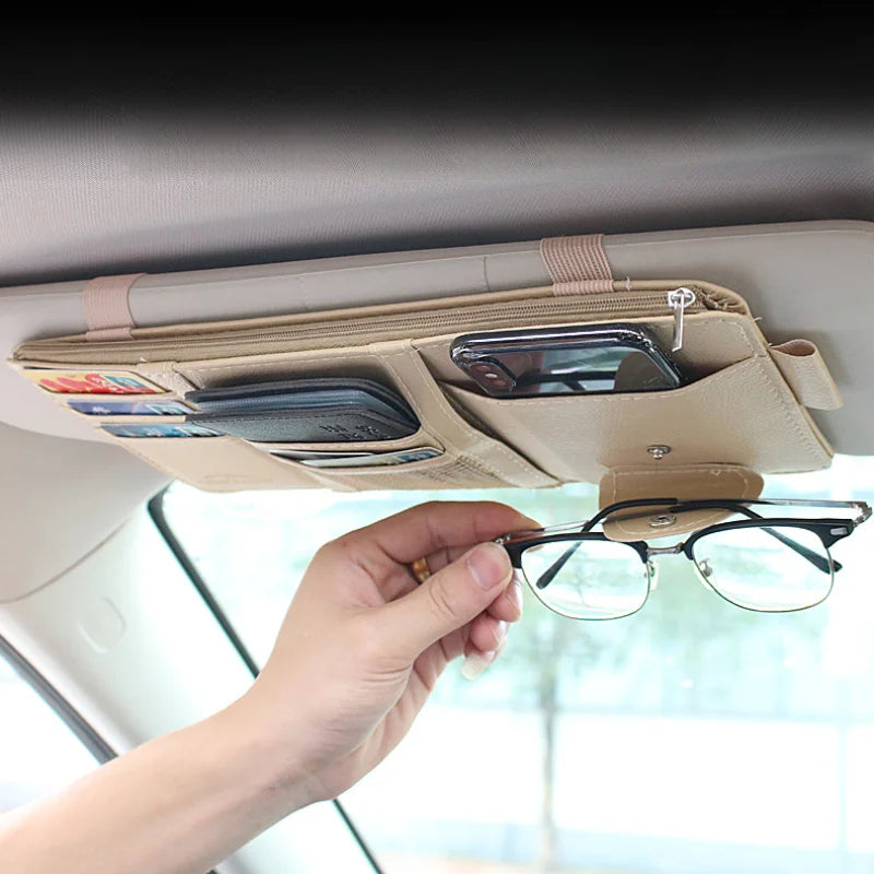 Car Sun Visor Bill Pen Business Card Holder CD DVD Organizer Storage Box Sunglasses Clip Stowing Tidying Car Accessories