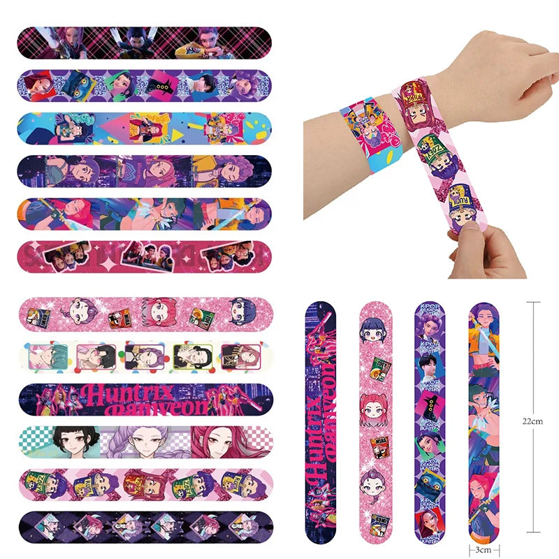 12/24/36/50pcs Kpop Demon Hunters Slap Bracelets Party Favors Snap Bracelets Birthday Party Gifts Play Decoration Christmas Gift