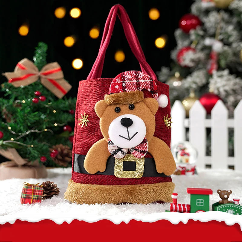 1-20PCS Christmas Tote Bag Snowman Bear Candy Bag Children Gift Bag Storage Bag Christmas Decoration