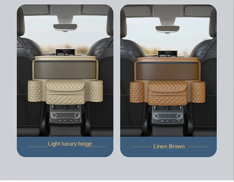 Leather Car Seat Middle Hanger Storage Bag Luxury Auto Handbag Holder Between Seats Tissue Water Cup Pockets Stowing Tidying