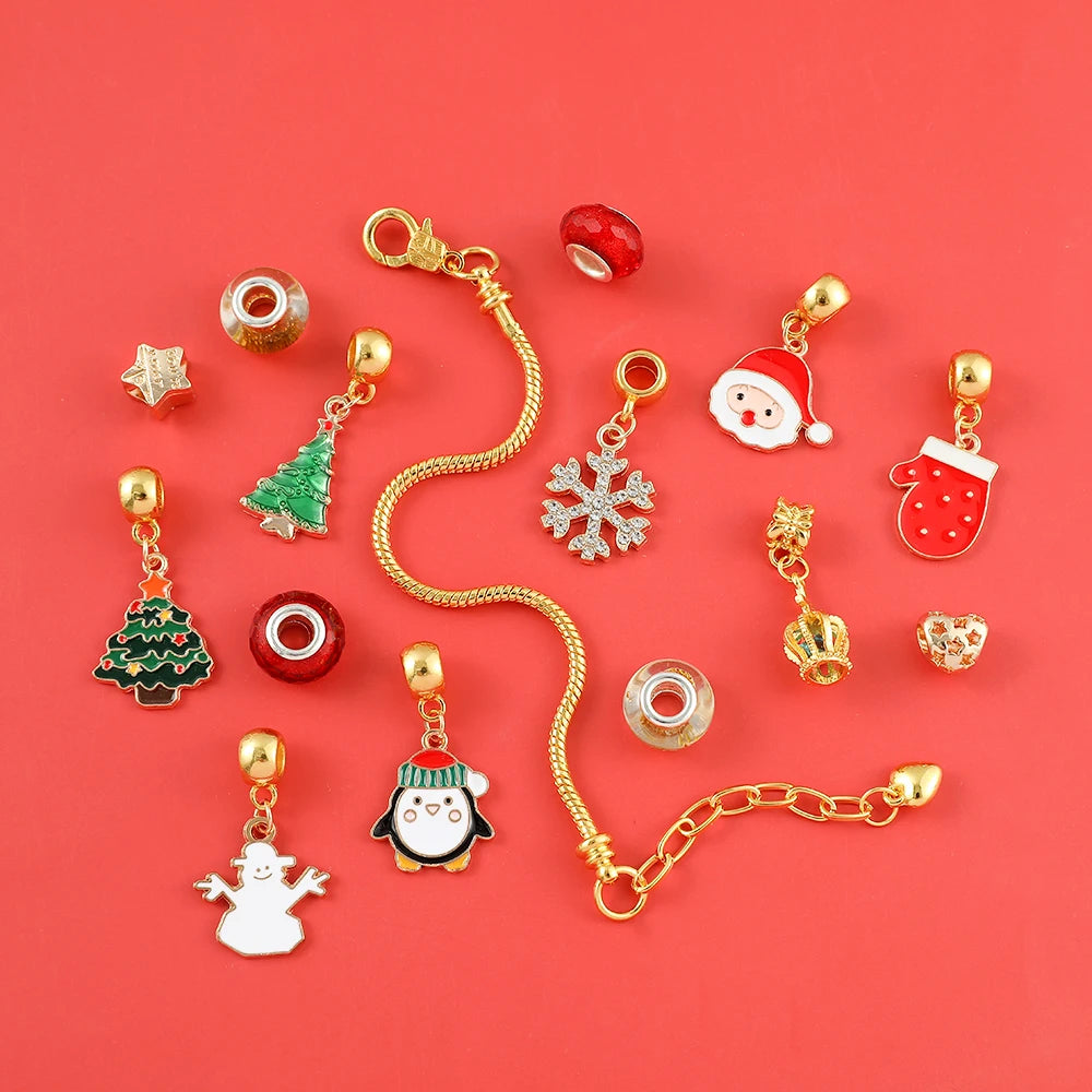 Cute Cartoon Christmas Blind Box Advent Calendar DIY Jewelry Exquisite Bracelets And Necklaces for Girls Birthday Fashion Gifts