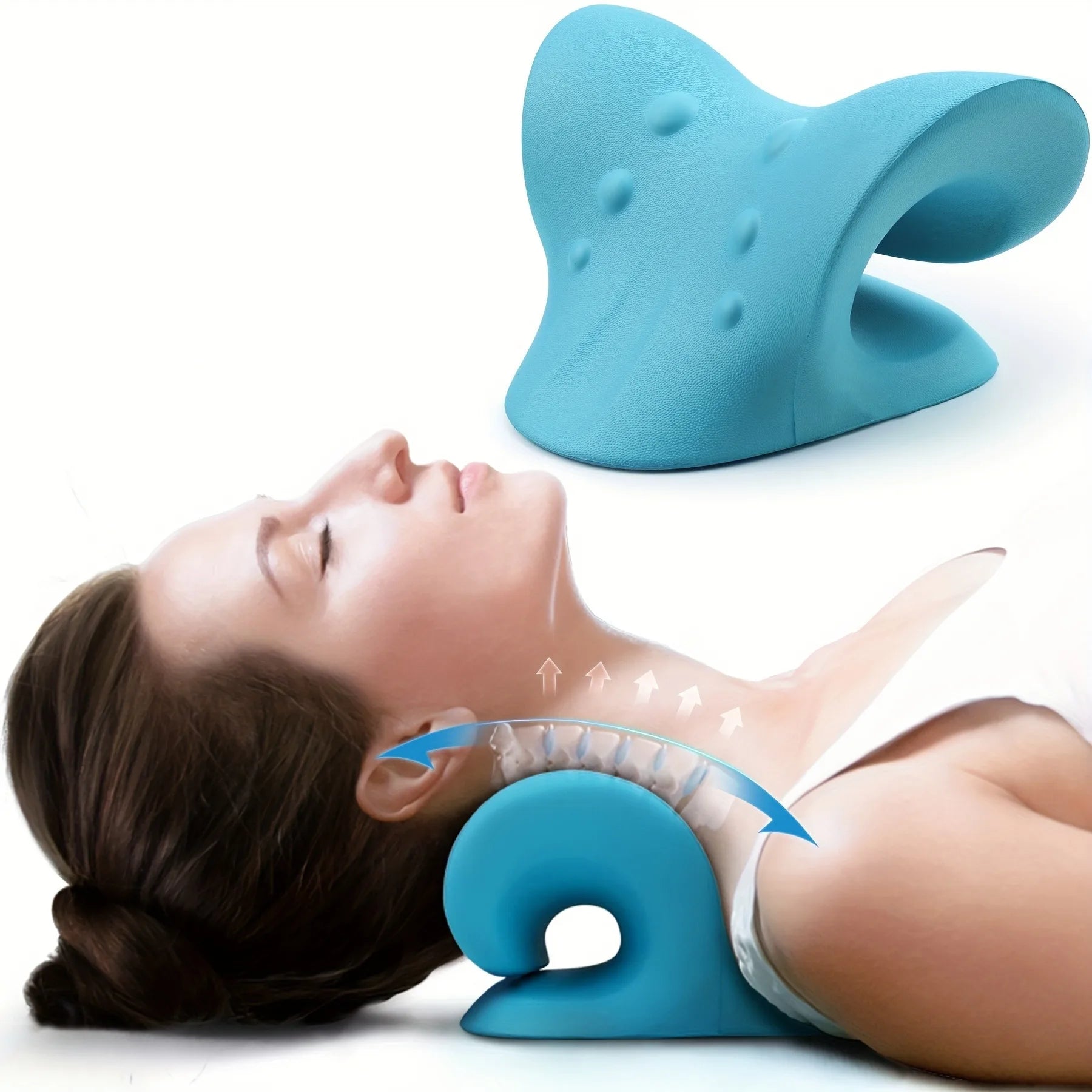 Eva Neck And Shoulder Relaxer, C-Shape Cervical Traction Device, Relax Spine Alignment, Chiropractic Pillow Stretcher Massager
