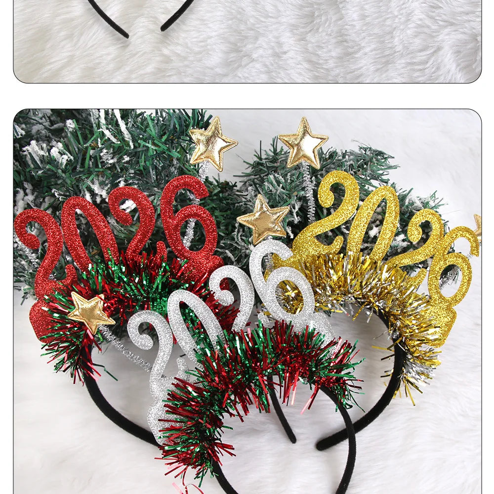 2026 Christmas Star Color Strip Headband New Year's Eve Digital Creative Party Decoration Head Buckle