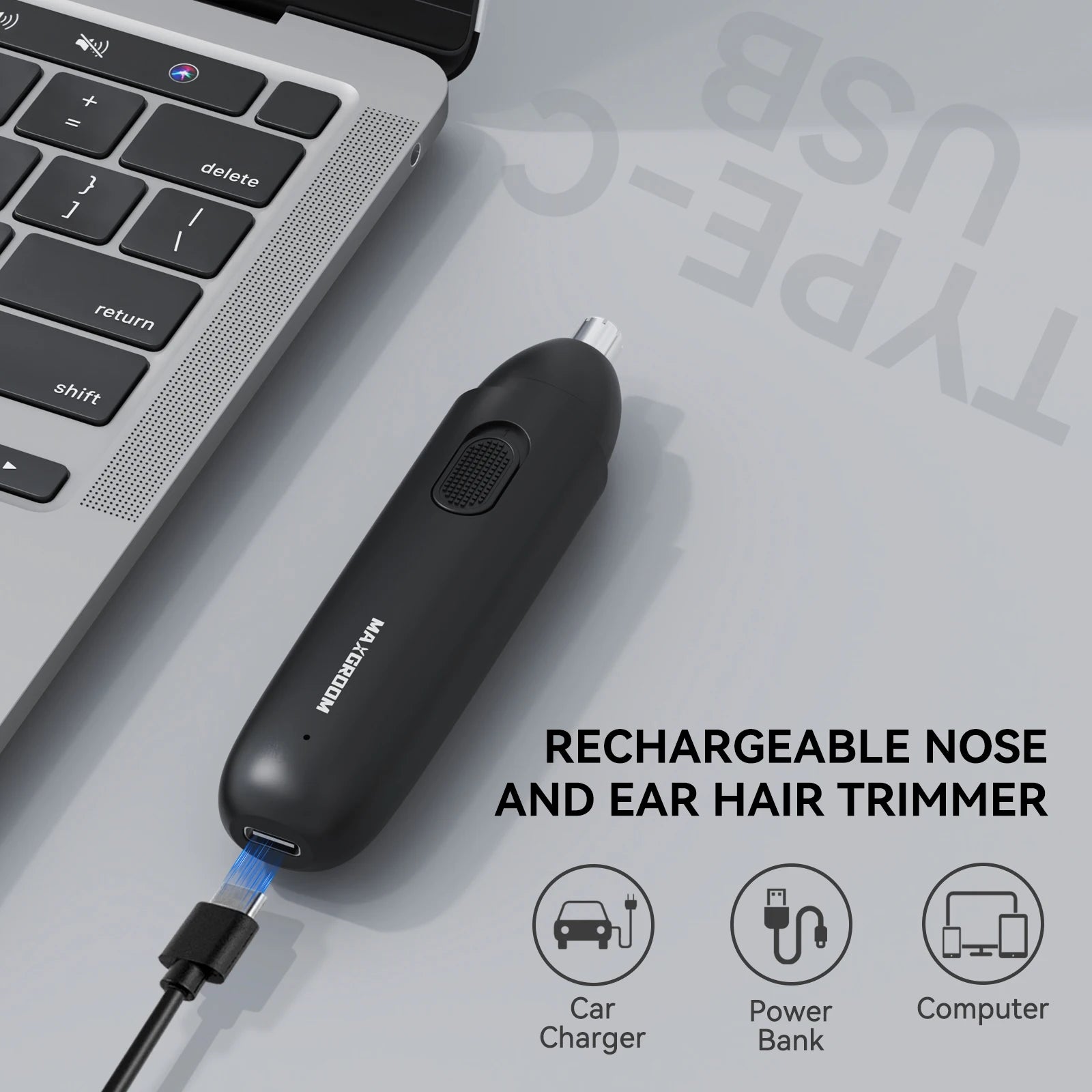 MAXGROOM Nose Hair Trimmer for Men Rechargeable 360 Rotating Dual-Blade Electric Shaver Eyebrows Nose Hair Trimmer Painless Safe
