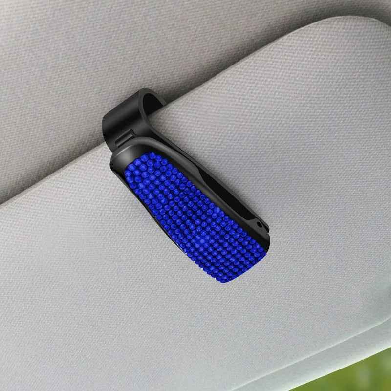 Sunglasses Clip Car Sunshades Sun Visor Rhinestone Portable Universal Myopia Glasses Bracket Card Holder Decoration Accessories