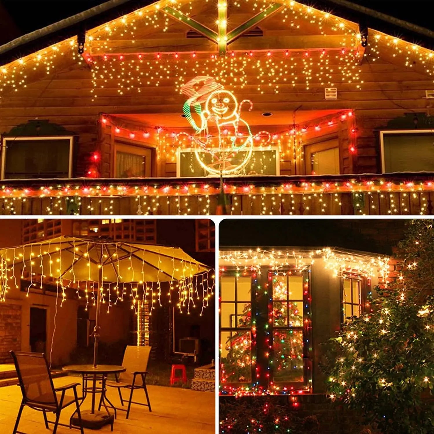 Christmas Decoration 2025 Festoon Led Icicle Curtain Lights Outdoor Droop 0.5/0.6/0.7M Street Garland On The House New Year Eve