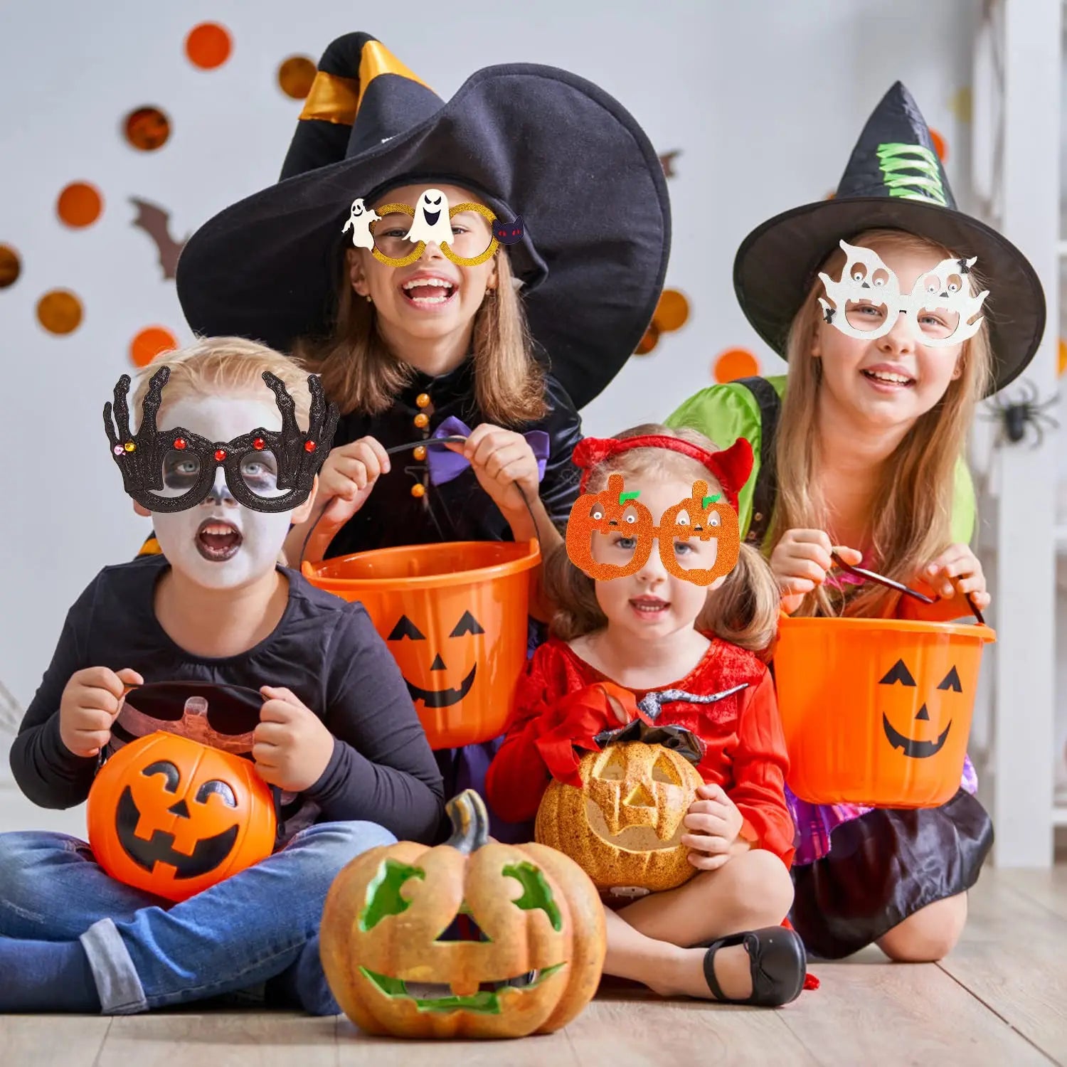12-100Pcs Halloween Party Favors Glasses for Kids Family Halloween Treat Bag Stuffers Party Eyeglasses Trick or Treat Supplies