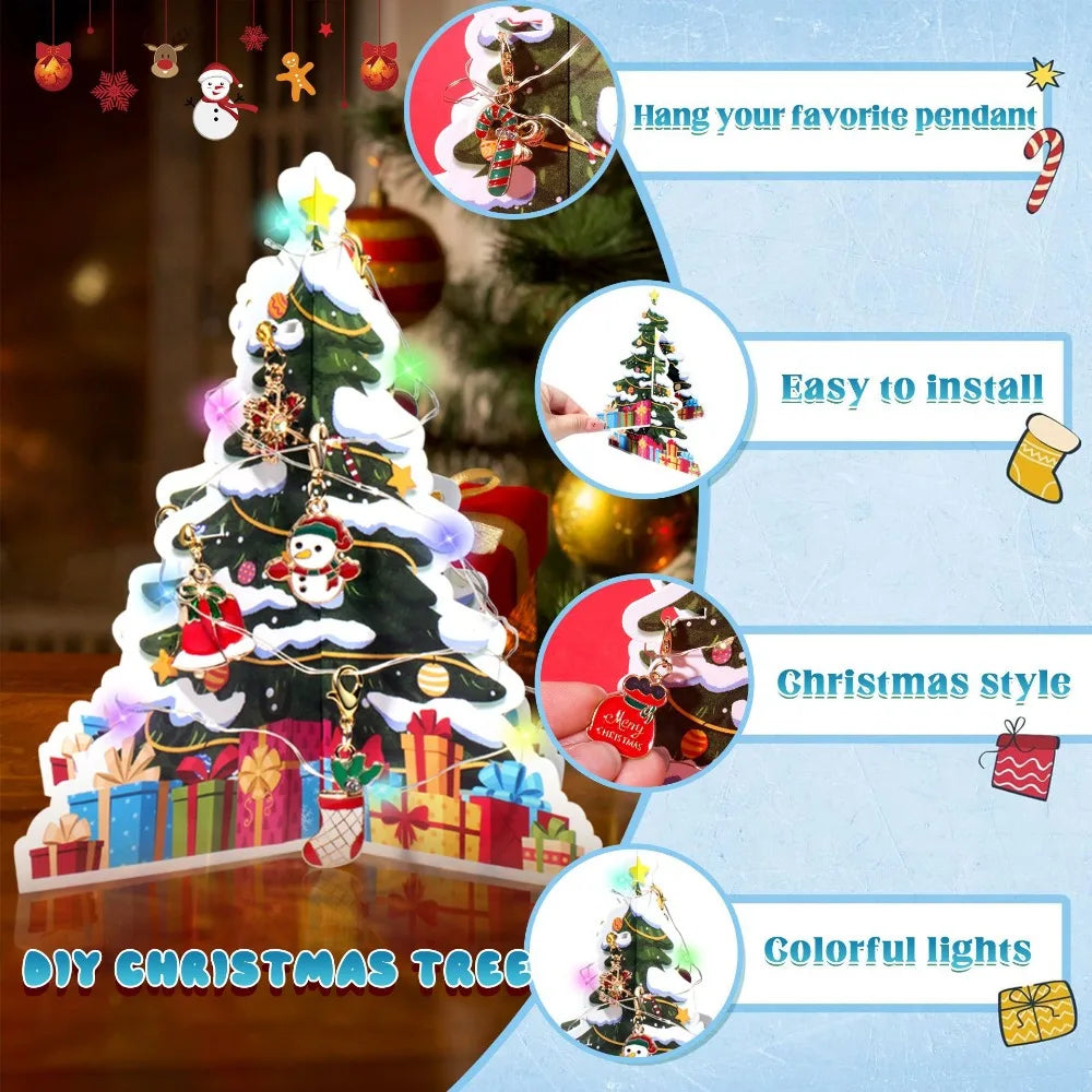 Christmas Advent Calendar 24day DIY Countdown Bracelet Surprise Blind Box Christmas Decoration Combo Bracelet Blind Box Gift Set