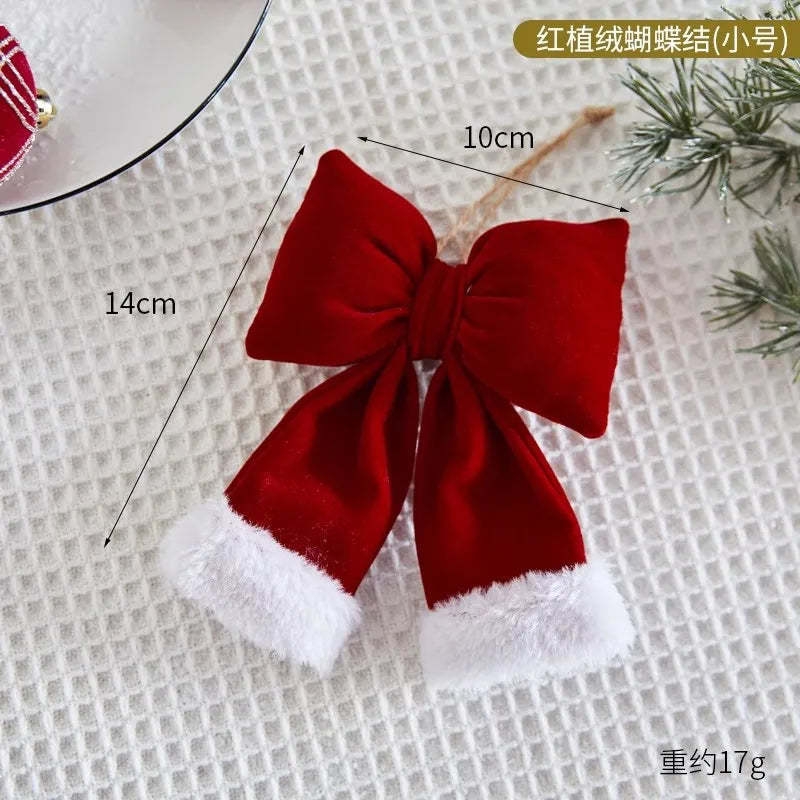 14-37CM Big Red Bow Christmas Decoration Hanging Christmas Tree Pendant for Home Decor New Year Party Supplies Gifts Ornament
