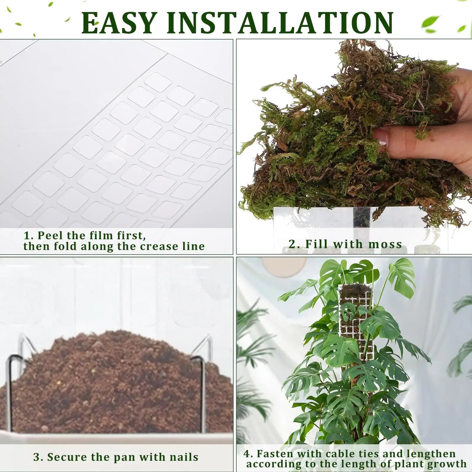 Moss Pole Plastic Plant Stand Indoor Climbing Plants Guardian Tutors Pot Moss Stick For Plants Growth Garden Support Accessories