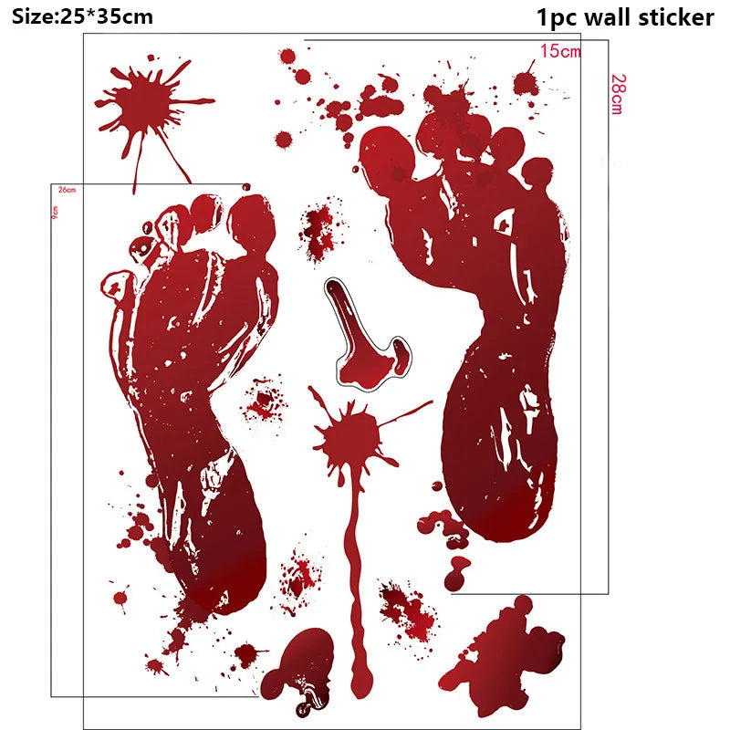 Halloween Decors Halloween Bloody Footprints Window Sticker Hallowmas Horror Handprint Bloodstain Zombie Restroom Decals Decors