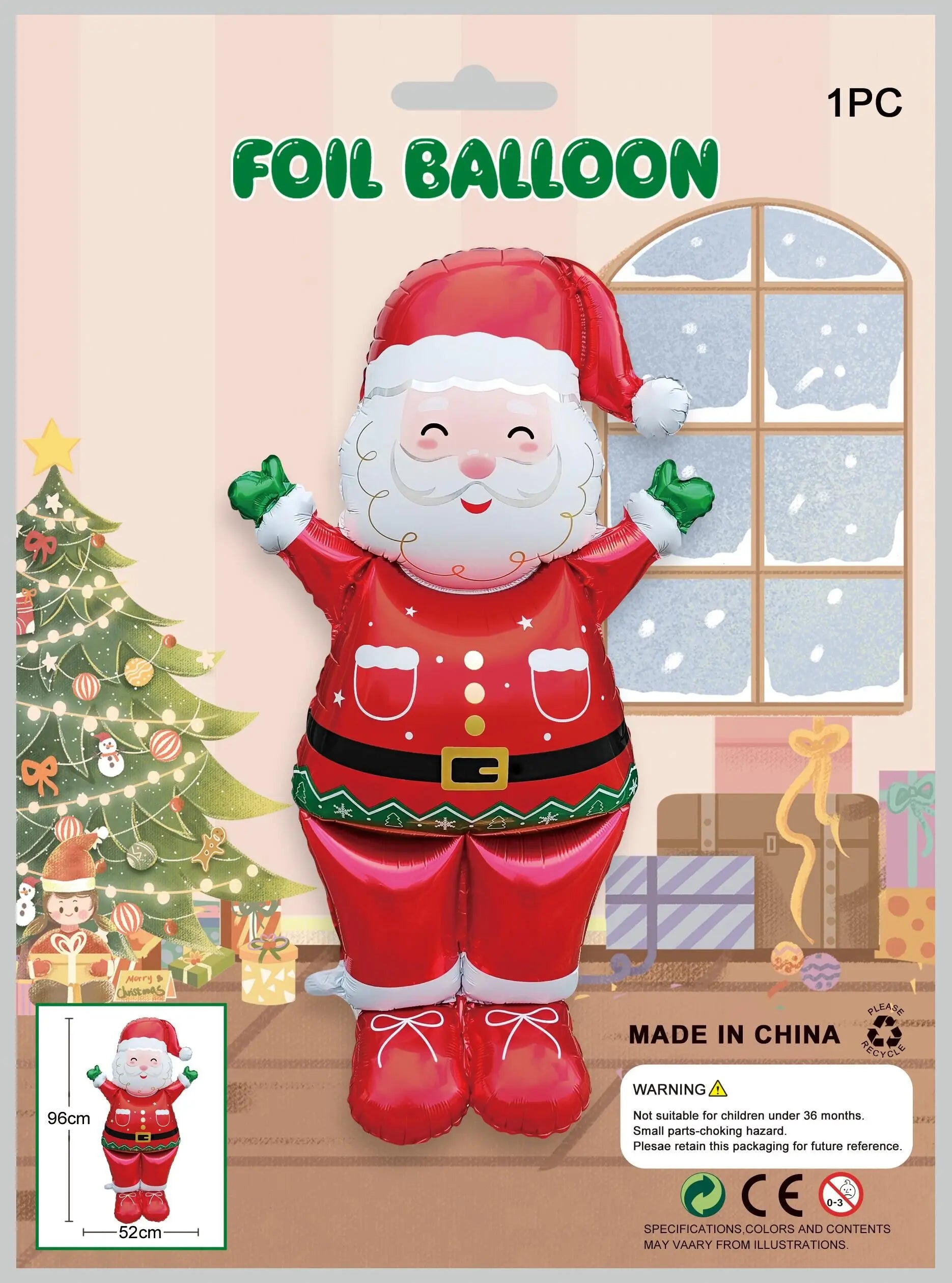 1pc New Extra Large Standing Santa Claus Foil Balloon Christmas Holiday Party Decoration New Year Birthday Supplies Easter Gift