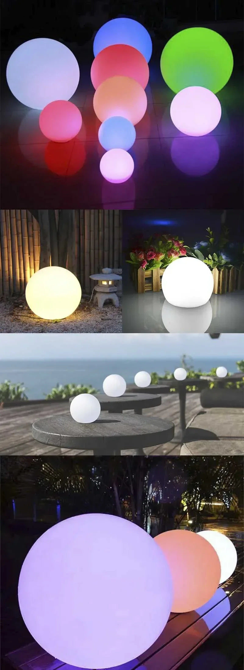 LED Ball Light Solar Lamp Outdoor Lawn Lamp Luminous Ball Pool Bedroom Table Party Garden Lighting Remote Control Waterproof