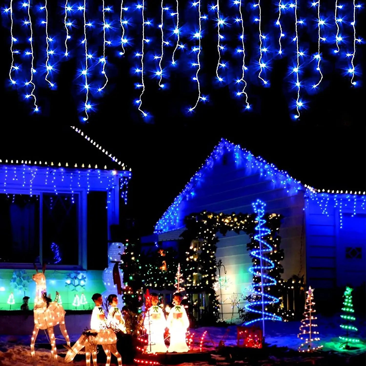 Christmas Decoration 2024/2025 icicle Led Curtain Lights for Outdoor Droop 0.4/0.5/0.6M Christmas Lights for home New Year 2025
