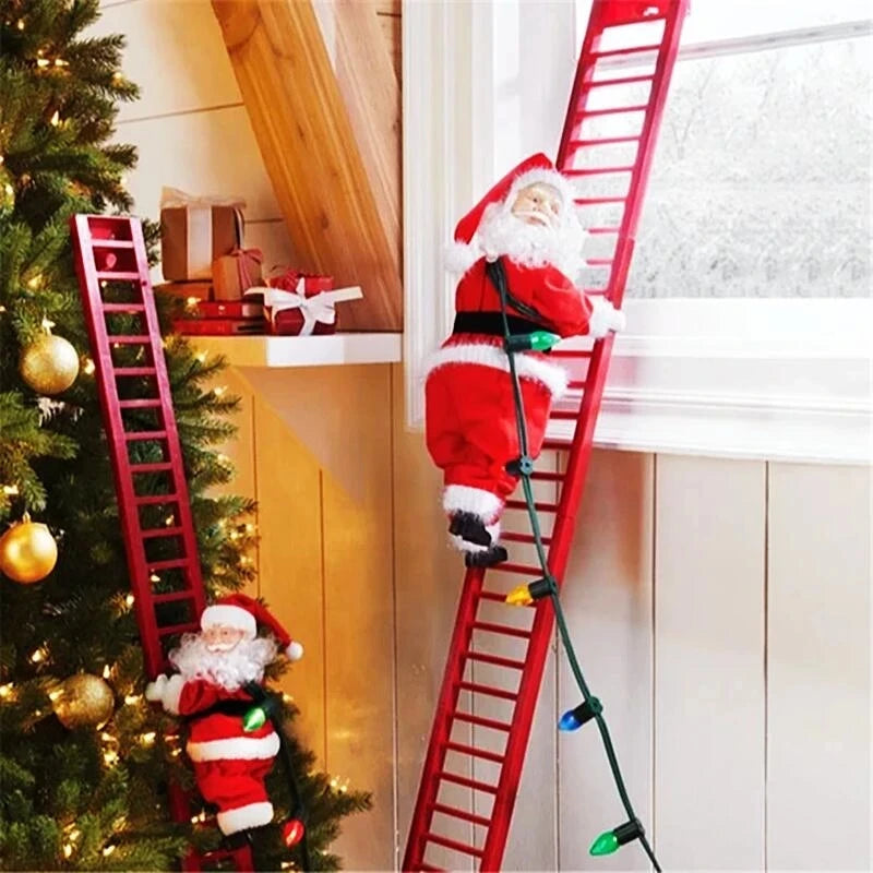 Funny Electric Santa Claus Climb Up and Down Climbing Santa With Light Music For Home Shop Xmas Wall Window Hanging Decor