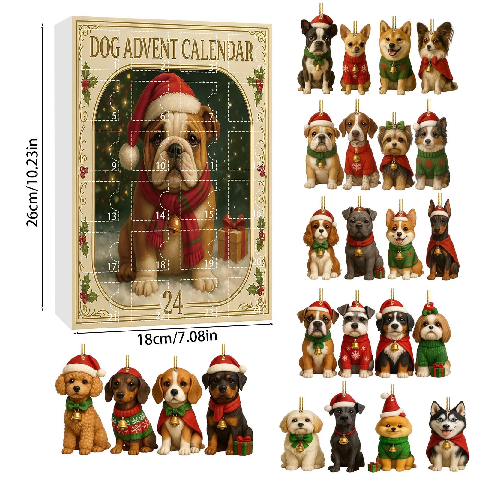 2025 Dachshunds 24 Days Christmas Countdown Calendar Dachshunds Figure Ornaments Xmas Advent Calendar Xmas Gifts for Dog Lover
