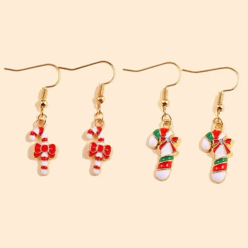 2Pairs Cute Christmas Set Earring Alloy Enamel Bell Snowflake Snowhouse Design Earrings - Perfect Holiday Jewelry Gift