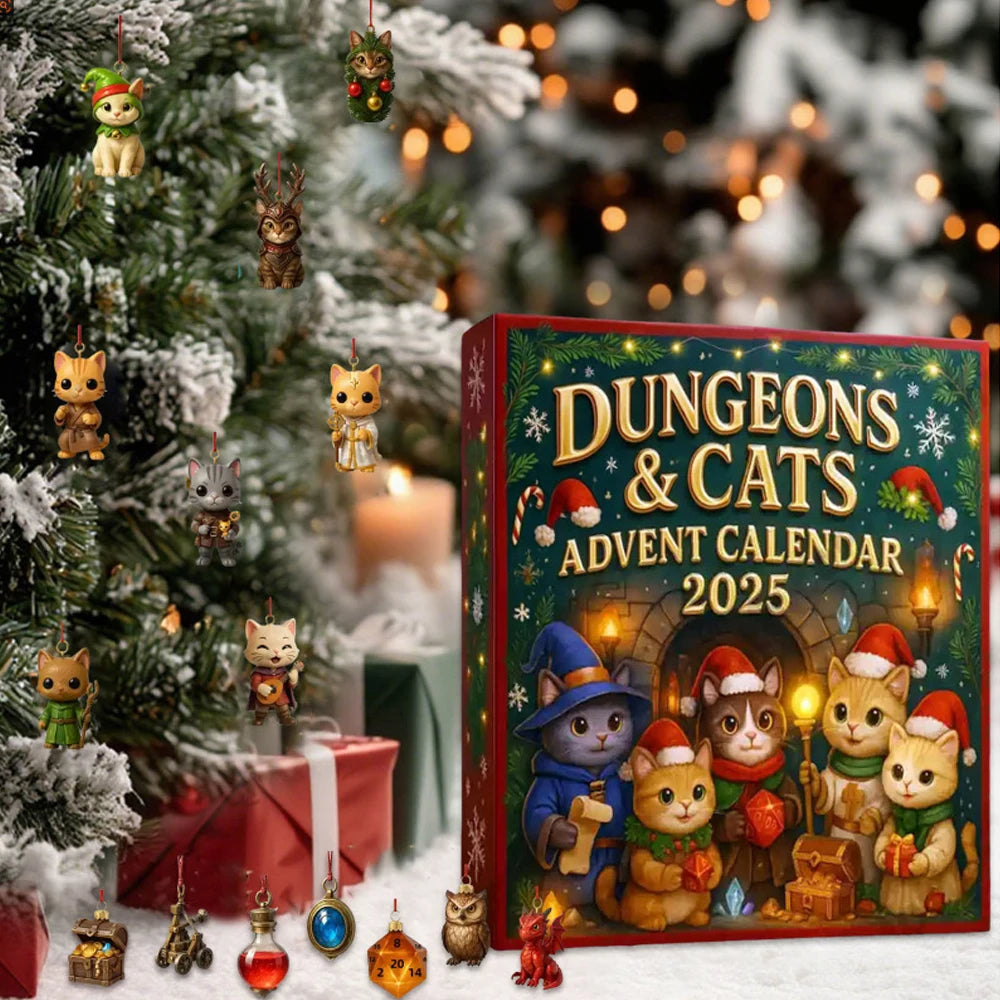 2025 Dungeons & Cats Advent Calendar Doll Christmas Atmosphere Decorative Gifts New Year 24 Days Countdown Surprise Blind Box