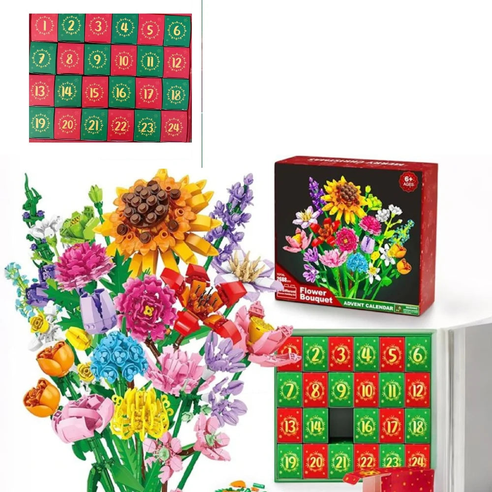 Bouquet Building Block Advent Calendar Christmas Count Down DIY Lego Advent Calendars for Adult Kids Gift Home Decoration2026