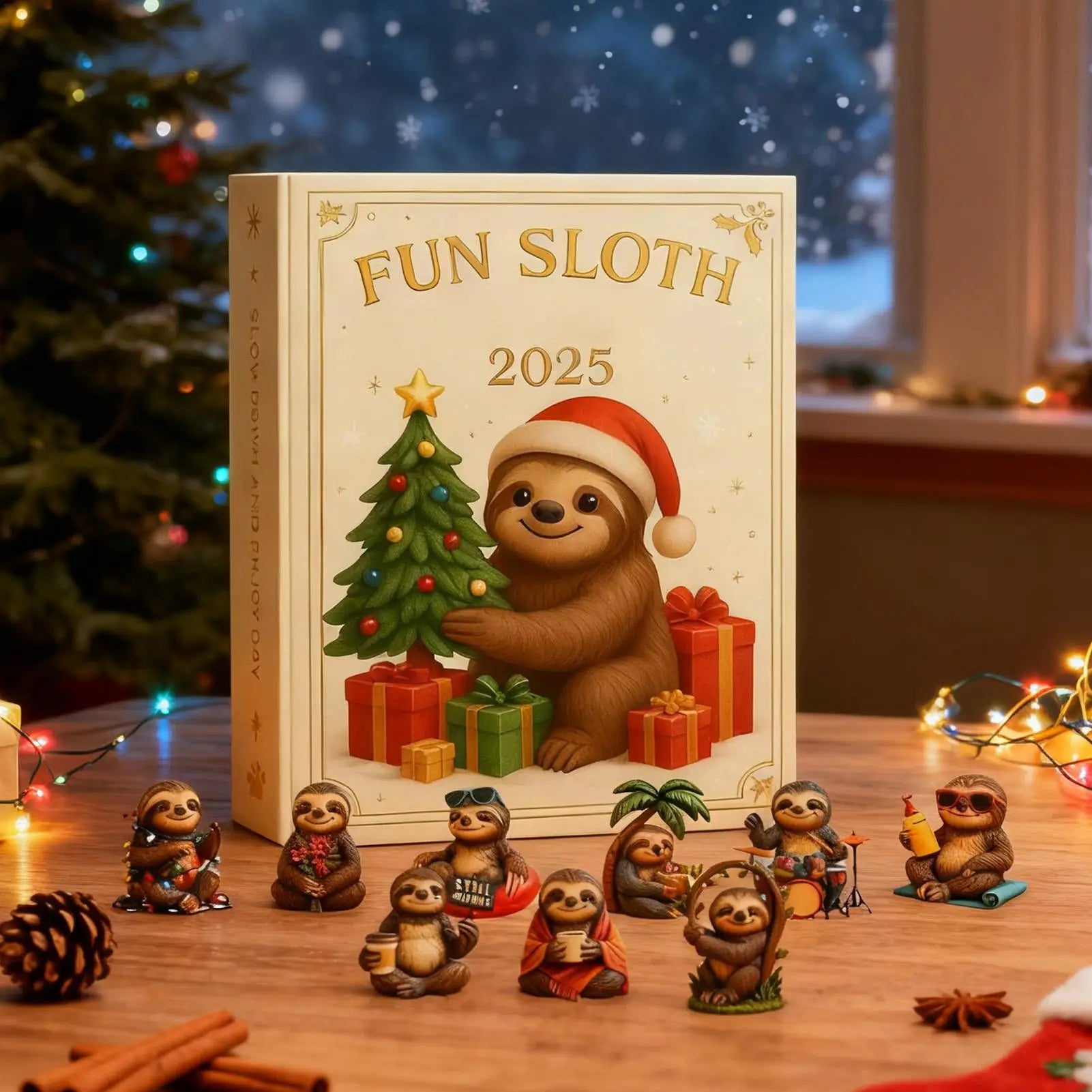 Sloth Christmas Countdown Calendar Acrylic Ornament 24 Days Advent Decor for Home Holiday Party Celebration Winter Xmas Gift