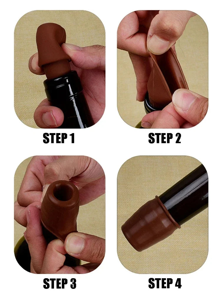 Silicone Wine Stoppers Beverage Bottle Sealer Reusable Sparkling Wine Bottle Stopper Keeping Wine Champagne Fresh Kitchen Tools