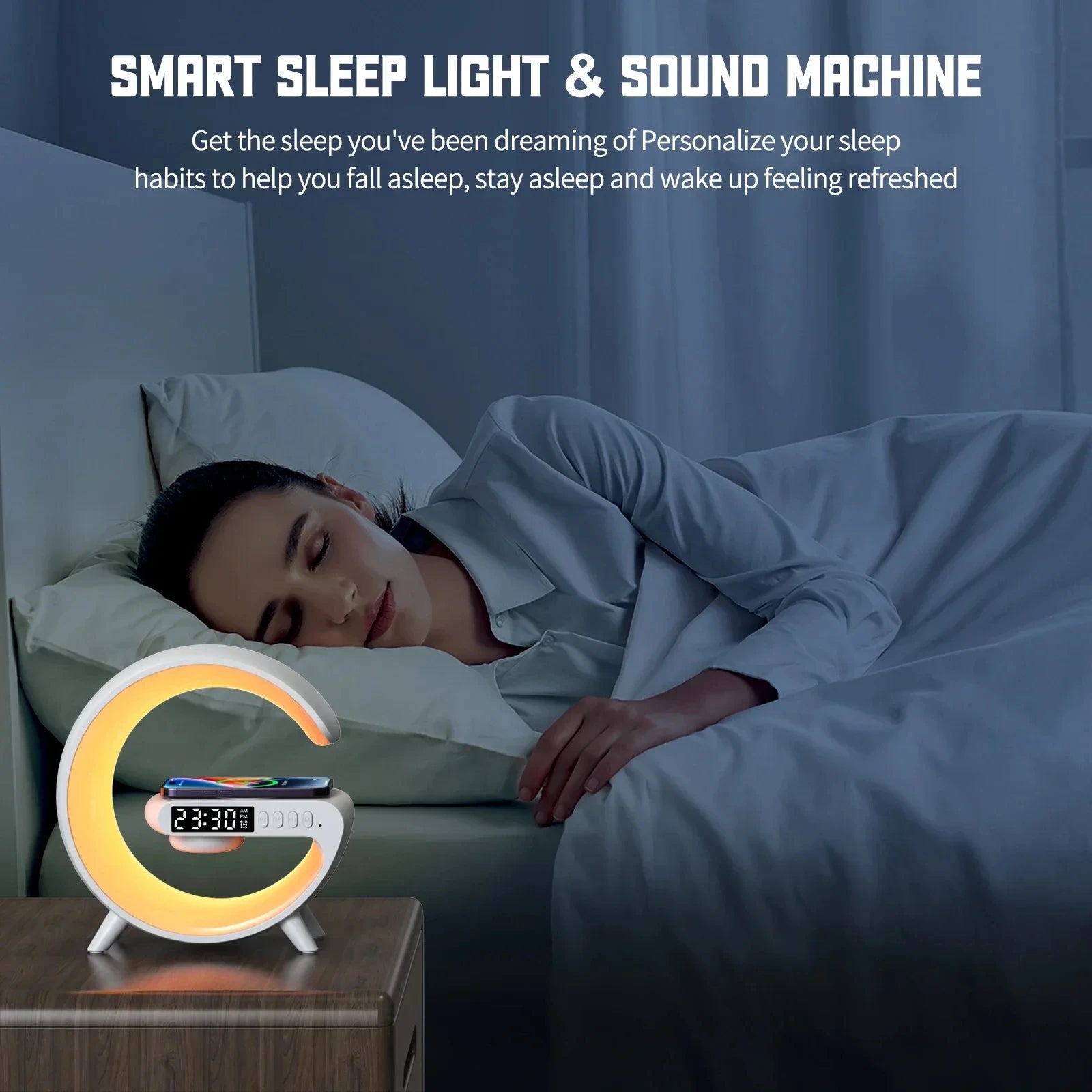 Multifunction Stand Speaker Wireless Charger Pad RGB Light Alarm Clock Speaker For iPhone Samsung