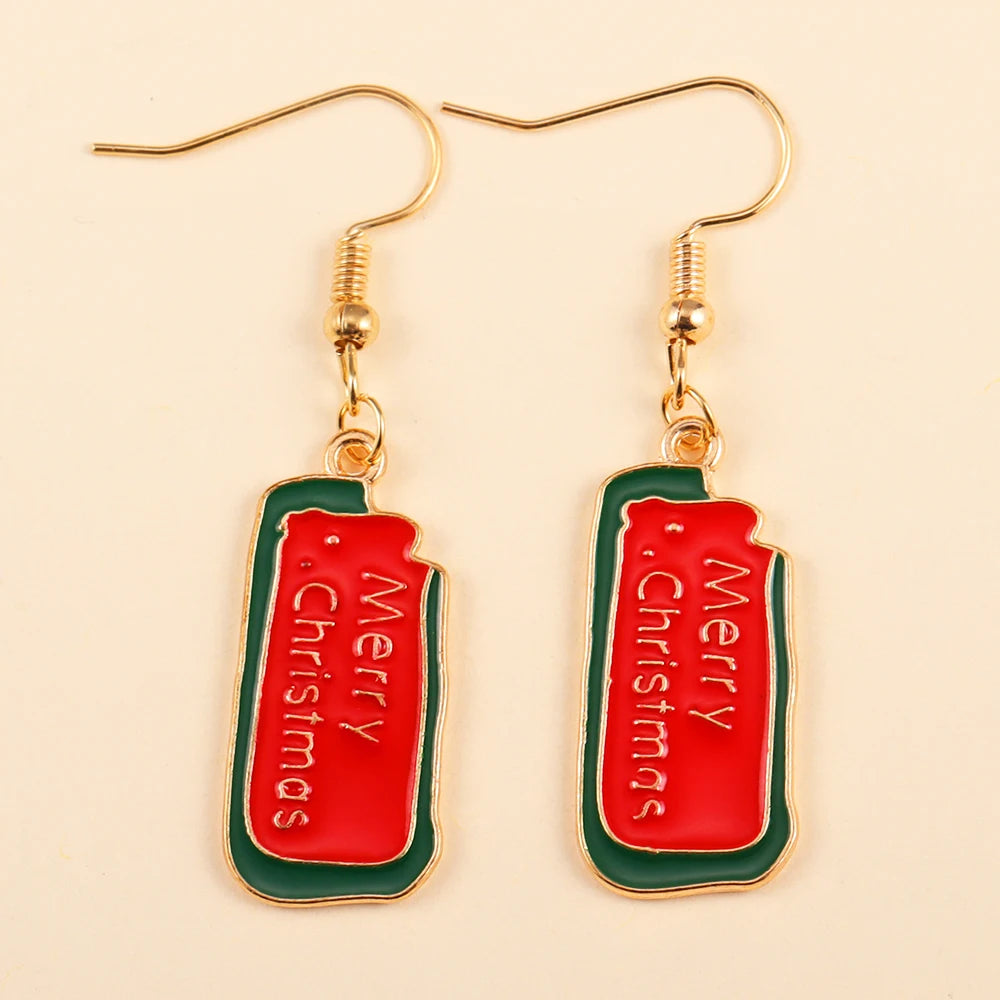 2Pairs Cute Christmas Set Earring Alloy Enamel Bell Snowflake Snowhouse Design Earrings - Perfect Holiday Jewelry Gift