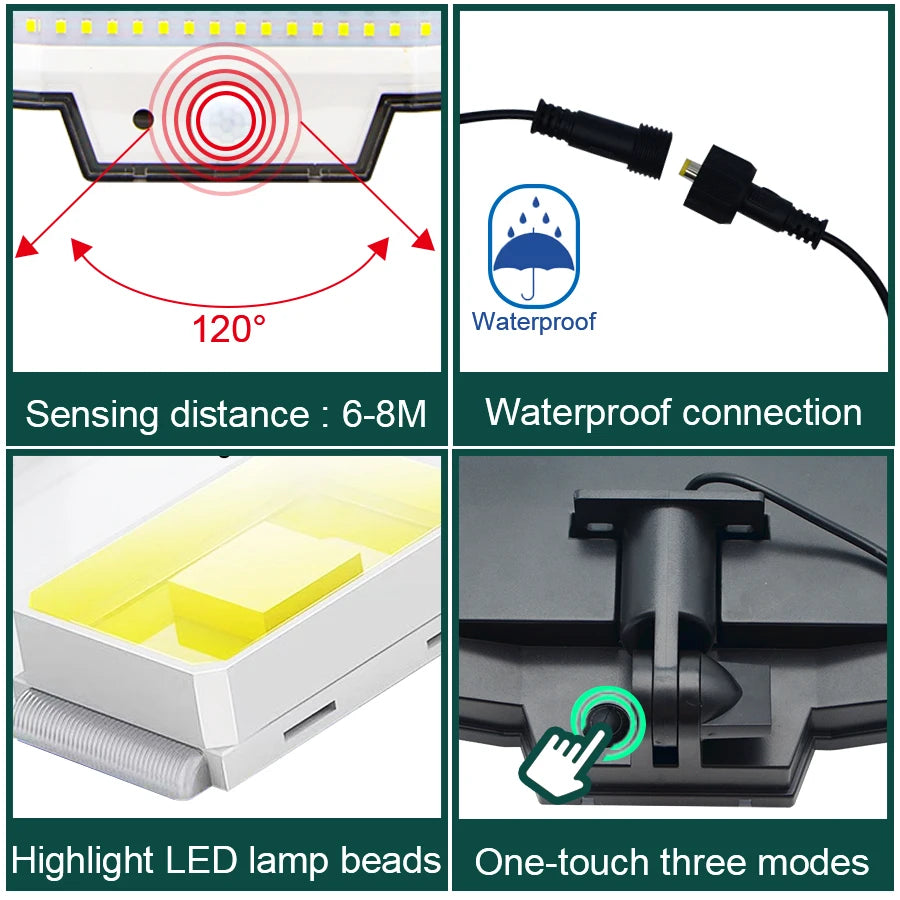 Solar Lights Outdoor Garden 200/288LED Solar Security Light Motion Sensor 3 Mode Waterproof Solar Powered Flood Lamp Yard Garage