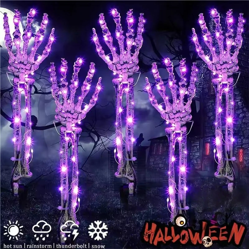 2PC Solar Powered Ghost Hand Ground Plug-in Stake Light Outdoor Waterproof LED Garden Light Horror Decoration Lamp For Halloween