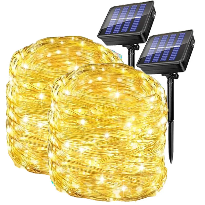 4pcs Outdoor Led Solar String Light Fairy String Christmas Tree Decor Lighting for Wedding Festival Party Garden Xmas Halloween