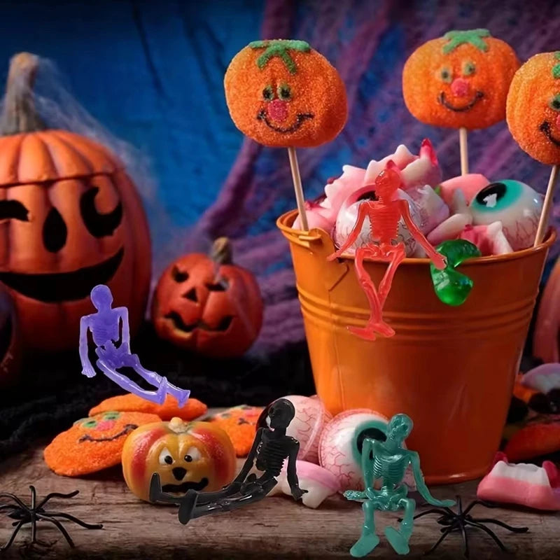 10/20/30pcs Halloween Stretchy Skeleton Trick or Treat Gift Fun Sticky Toy Kids Halloween Party Favors Goody Bag Pinata Fillers