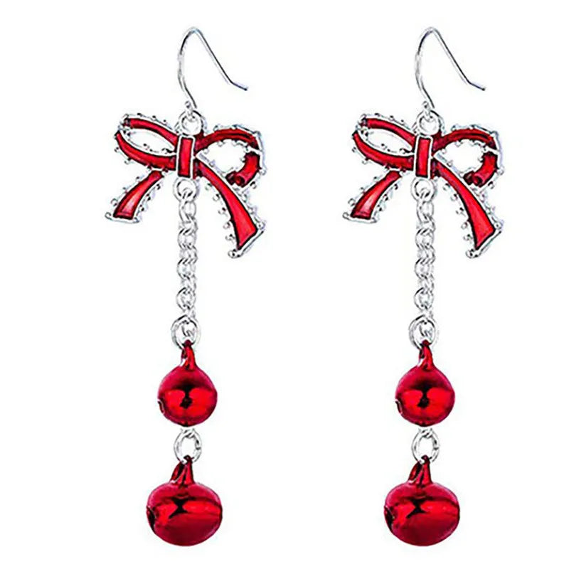 Fashion Christmas Tree Drop Earrings Small Bell Snowflake Earings for Women Cute Bowknot Dangle Earring New Year Gift Brincos