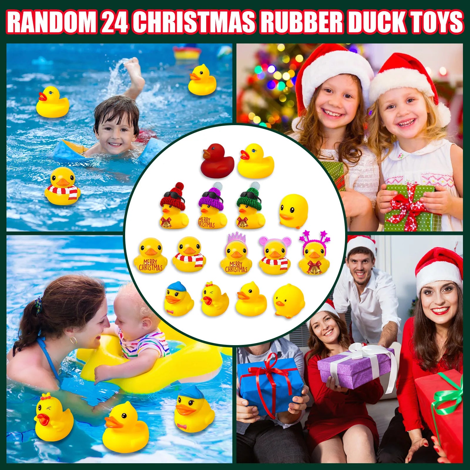 Christmas Advent Calendar 24 Days Countdown Yellow Duck Blind Box DIY Christmas Atmosphere Decoration Surprise Gift Blind Box