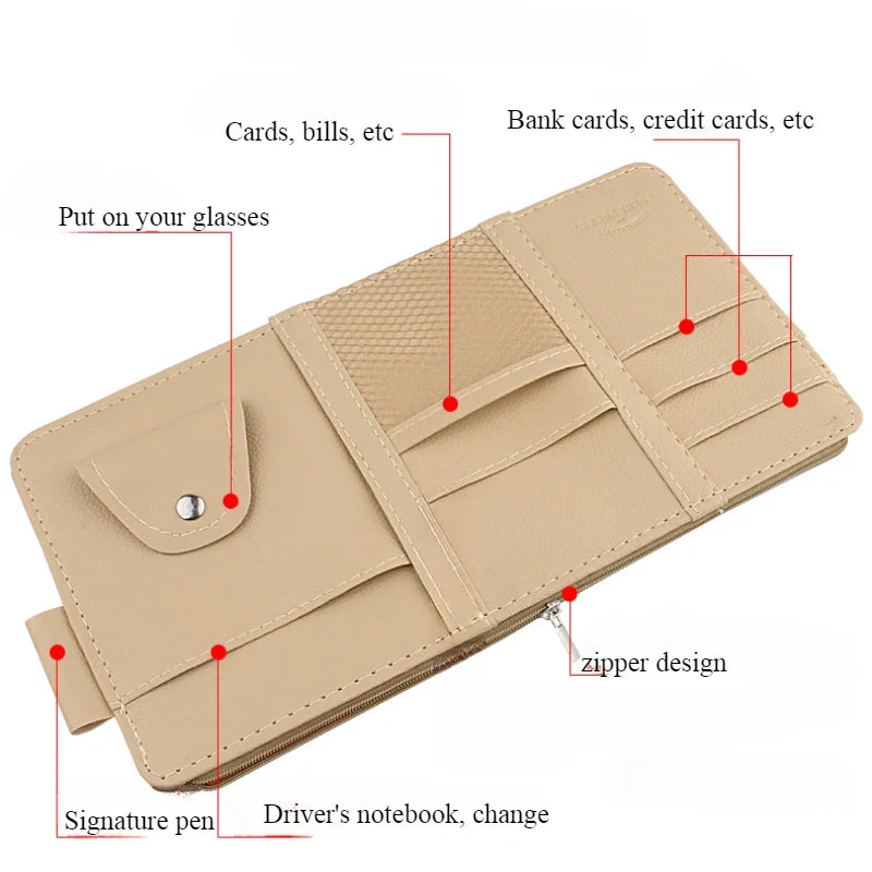 Car Sun Visor Bill Pen Business Card Holder CD DVD Organizer Storage Box Sunglasses Clip Stowing Tidying Car Accessories